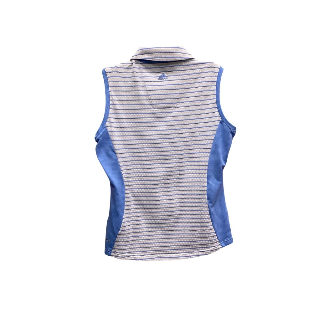 Adidas Golf ClimaCool Sleeveless Polo Shirt Womens Small Blue White Striped Top - Picture 3 of 3